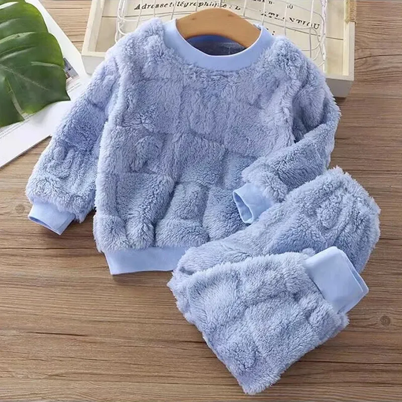 Kids Flannel Pajama Suit - Warm Velvet Set