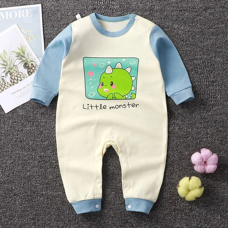 Baby Cotton One-Piece Jumpsuit Solid Color