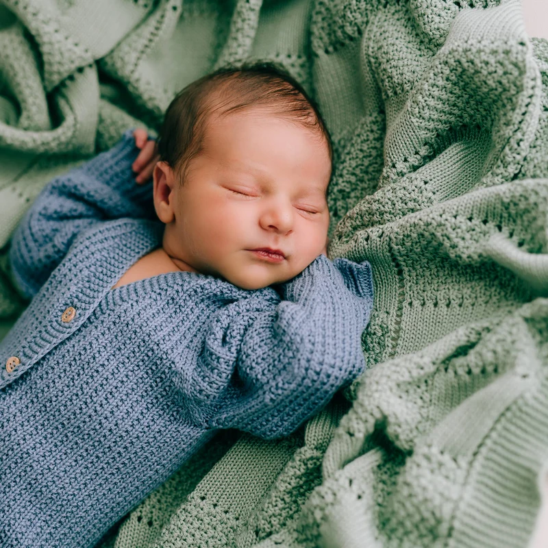 Babyfilt Diamond mint i ekologisk bomull