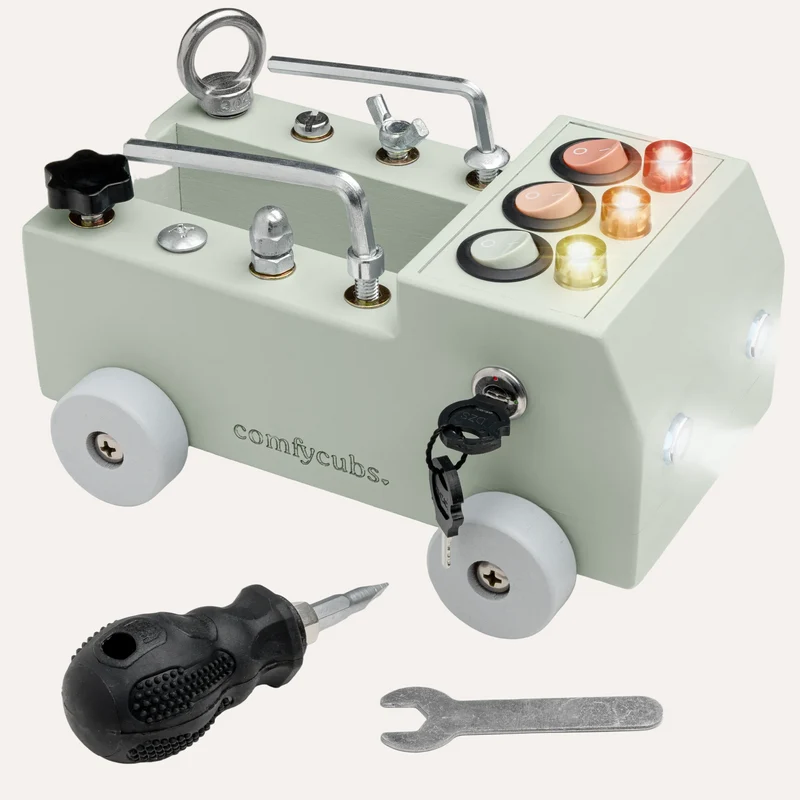 Busy Board Toy Truck Set for 3+ in Sage