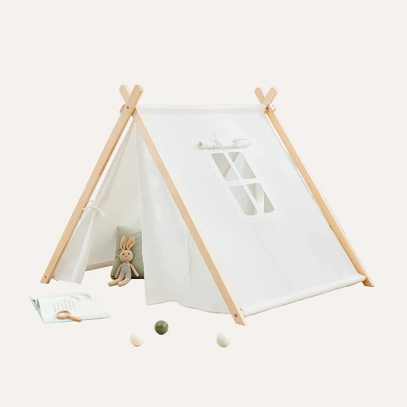 Kids Indoor Play Tent in Natural Wood