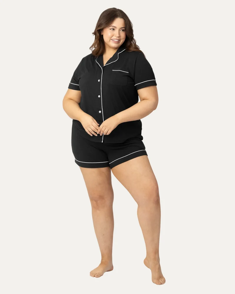 Clea Bamboo Short Sleeve Pajama Set | Black