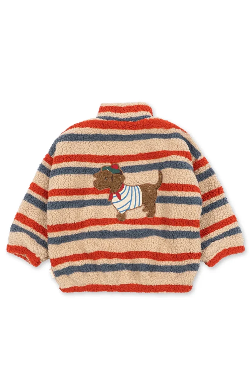 Jody Embroidery Teddy Jacket - Tangerine Stripe