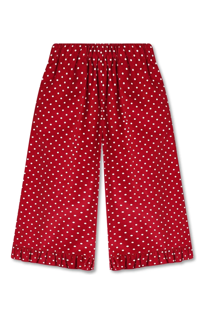 Dolly Dot Ruffle Pant - Red Bud Dot