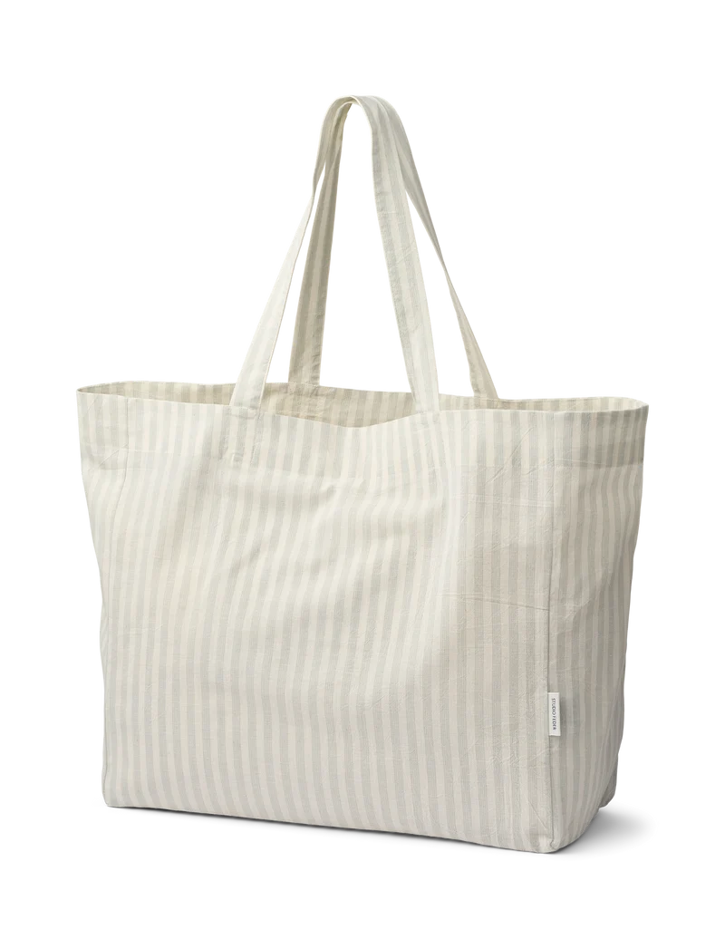 Studio Feder - stor taske - shopping bag - Soft Mint Stripe