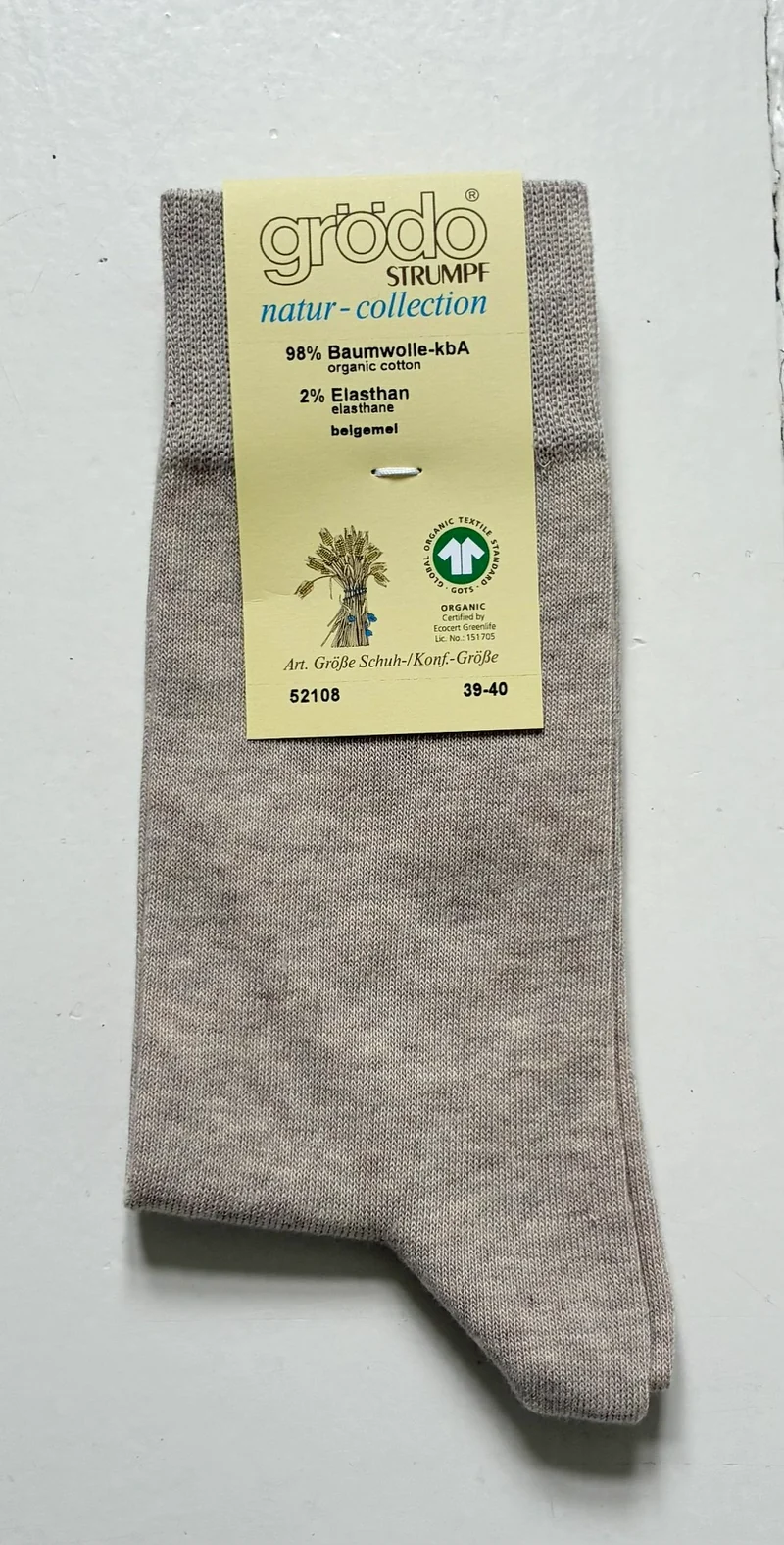 Grödo - strømper unisex - økologisk bomuld - sand