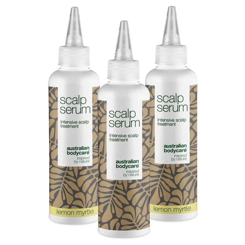 3 Scalp Serum hårbottenkur - paketerbjudande — Paketerbjudande med tre 150 ml hårbottenkurer: Tea Tree Oil, Lemon Myrtle & Mint
