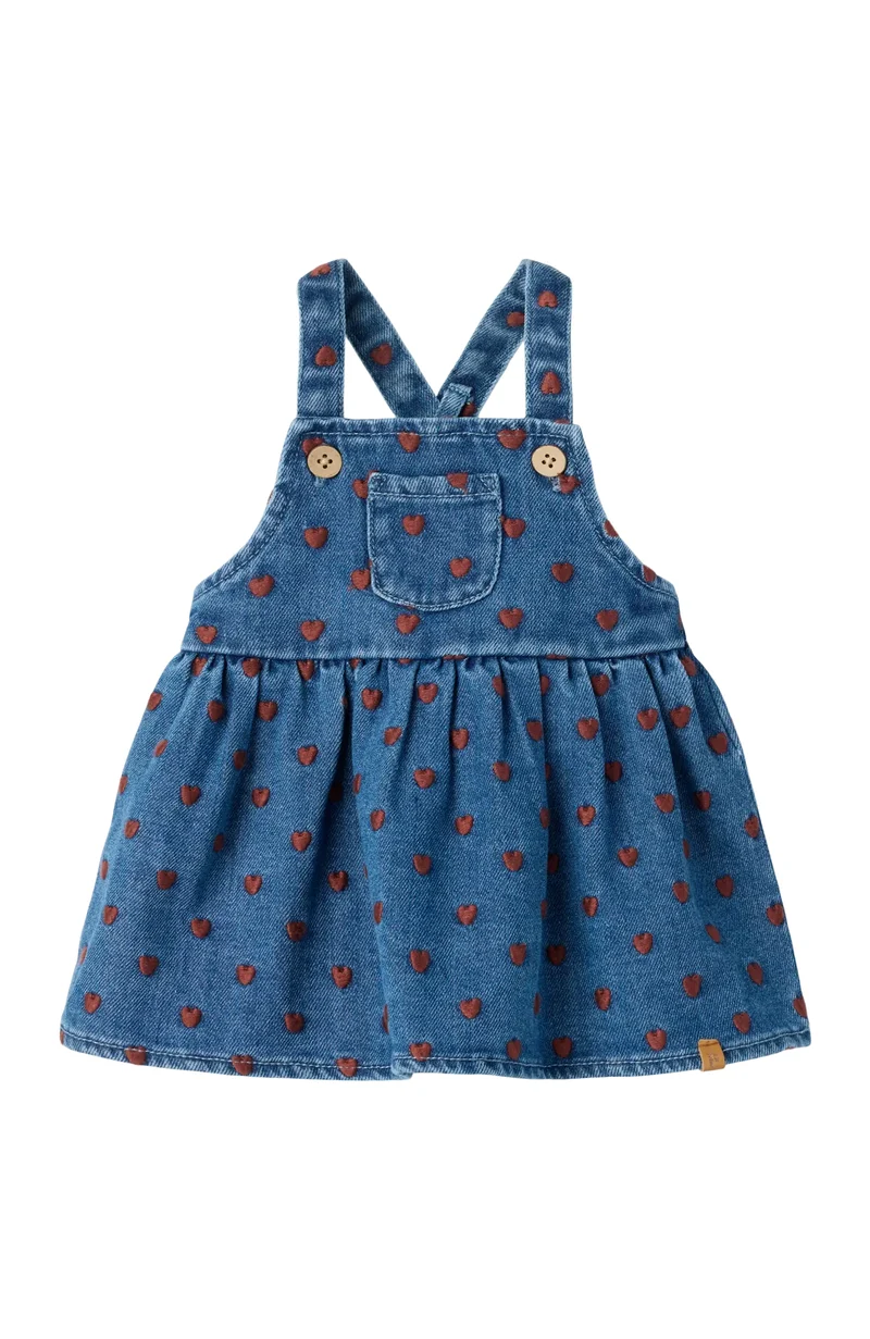 Liva Loose Denim Klänning - Dark Blue Denim Hearts