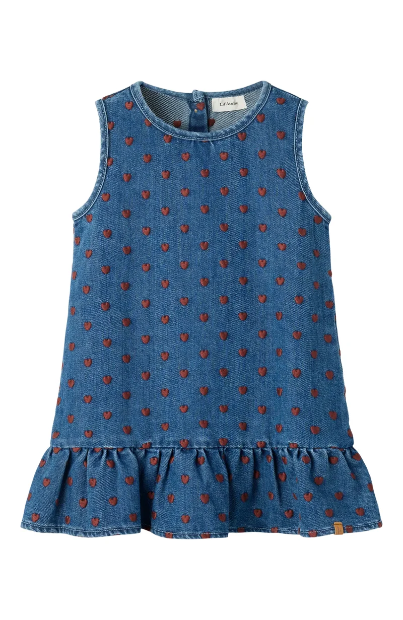 Liva Lea Denim Klänning - Dark Blue Denim Hearts