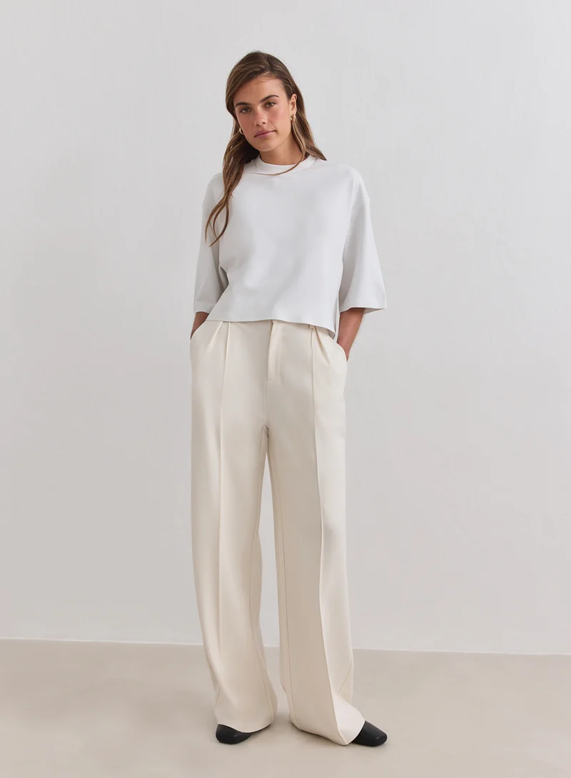 Cream Luxe Relaxed Tailored Pants