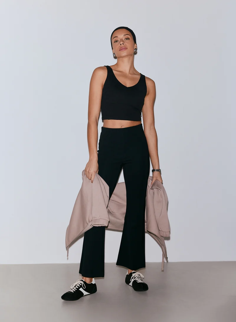 Black Luxe Kick Flare Leggings