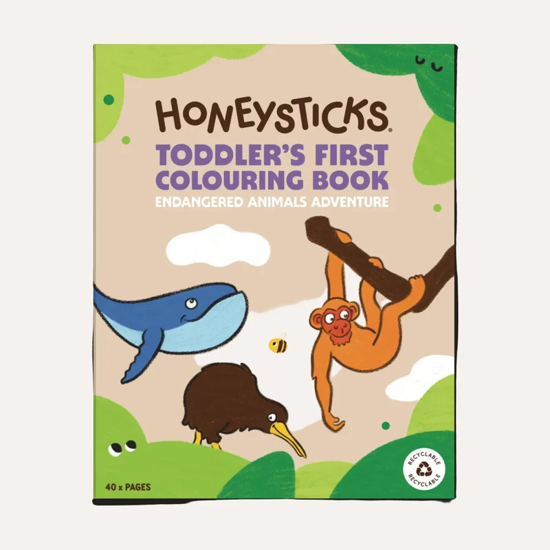 Honeysticks Toddler's First Colouring Book - Endangered Animals Adventure