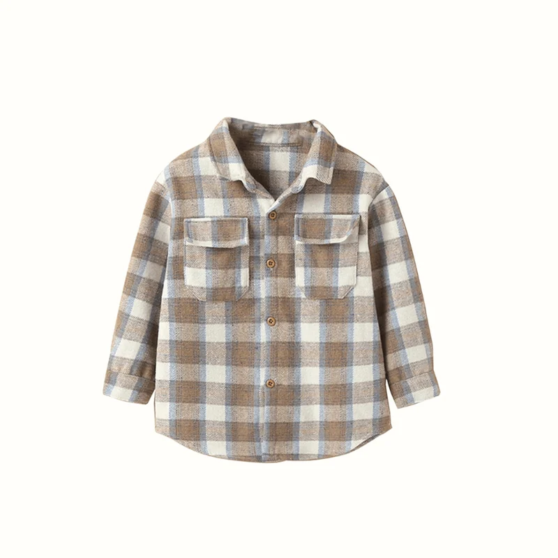 Rutig skjorta för baby & småbarn – beige