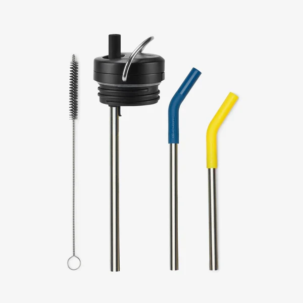 Klean Kanteen - Twist Cap sæt - 2 sugerør & børste - sort