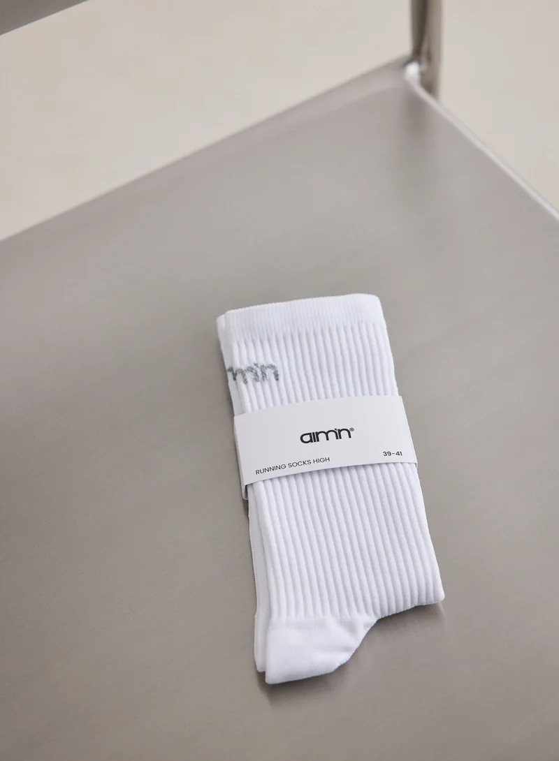 White Running Socks High