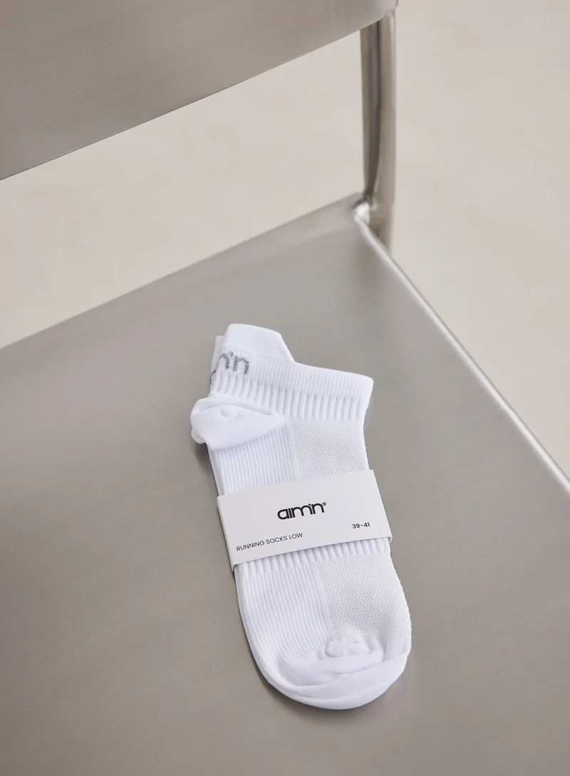 White Running Socks Low