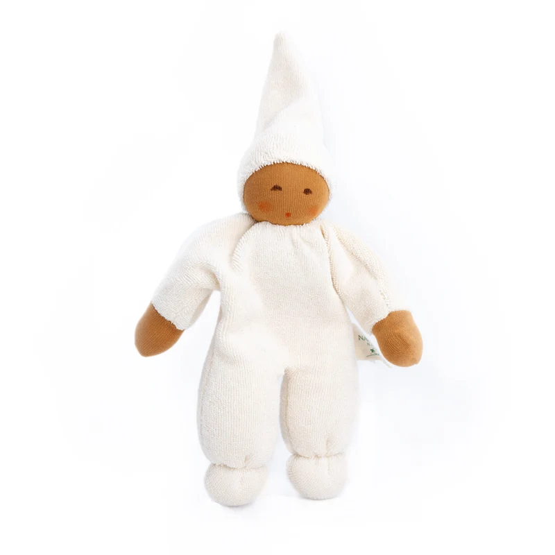 Nanchen - dukke - 18 cm. - natur med mørk hud