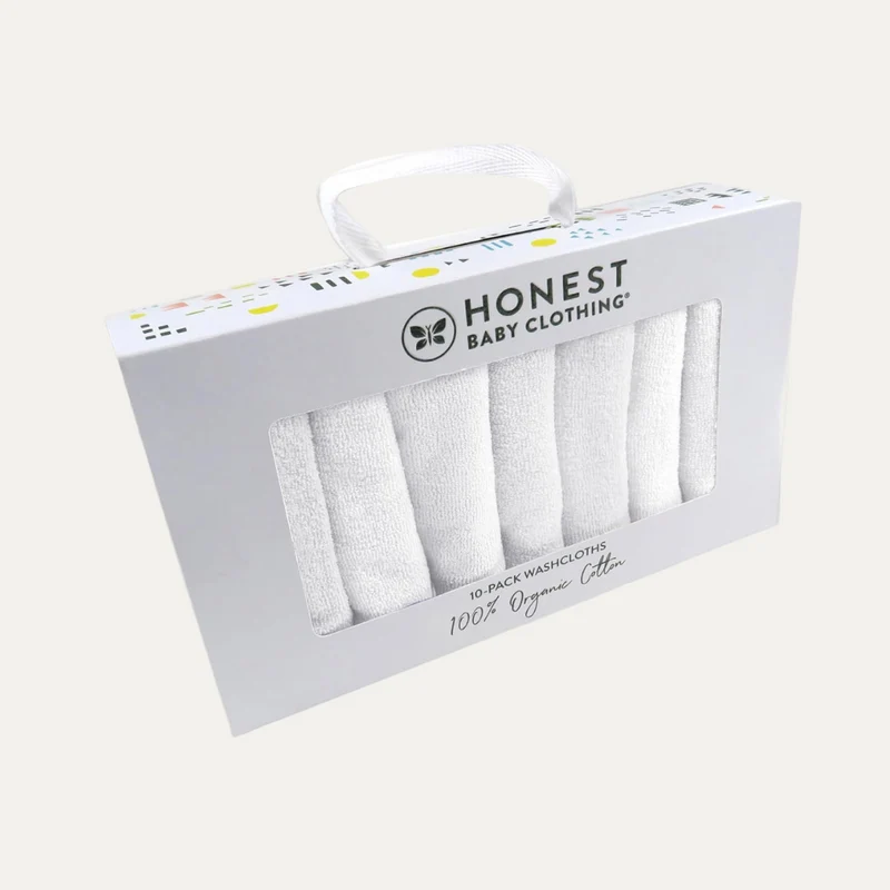 10-Pack Terry Wash Cloths| 100% Organic Cotton for Infant