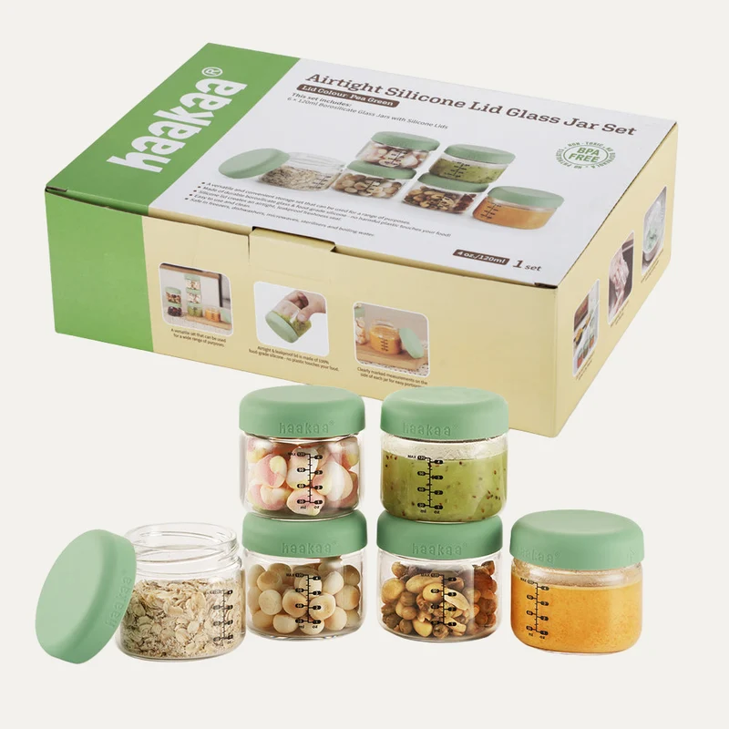 Sealed Glass Storage Jar Set - 6 x 4 oz Glass Jars