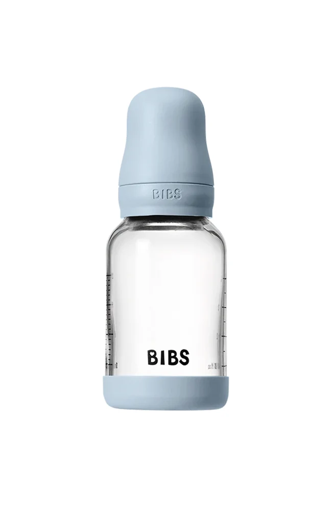 Baby Glass Bottle Set 120ml Silicone - Baby Blue
