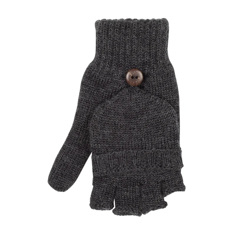 Pure Pure - fingerhandsker til voksne med ombuk - merinould - antracit