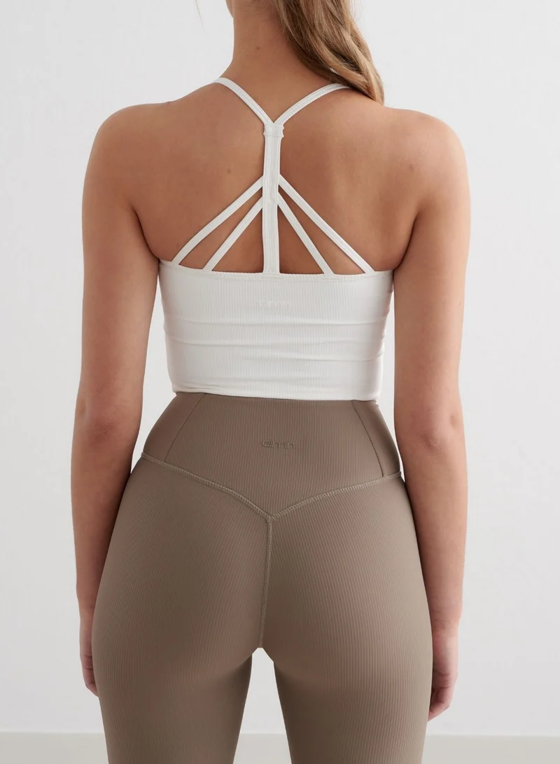 White Ribbed Performance Bralette