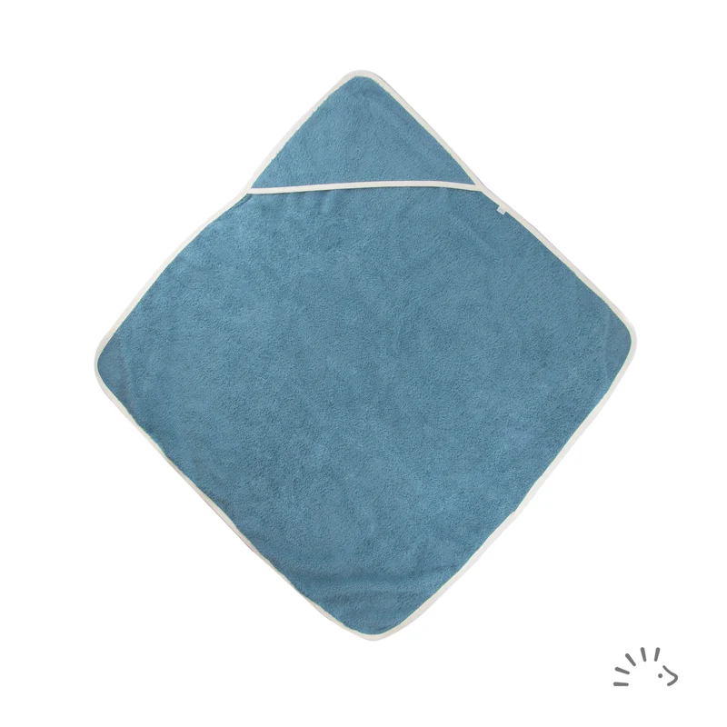 Popolini - tykt badehåndklæde med hætte - 100x100 cm. - blå