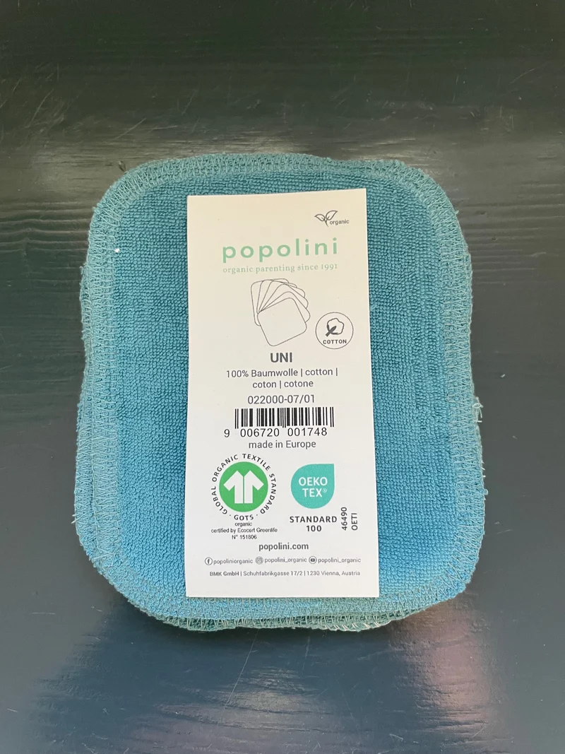 Popolini - 6 små vaskeklude - blå