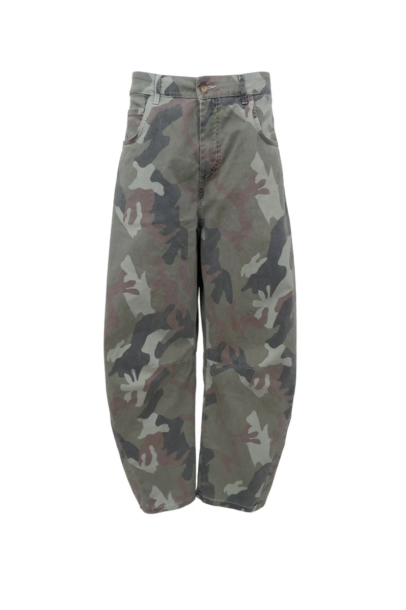 Black Colour - Bcaila Barrel Pant 41330 - Army Camouflage