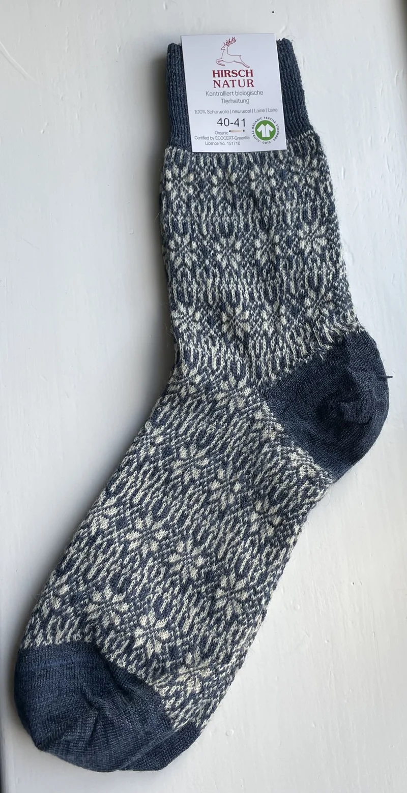Hirsch - fintstrikkede uld-strømper - unisex - jeans/natur