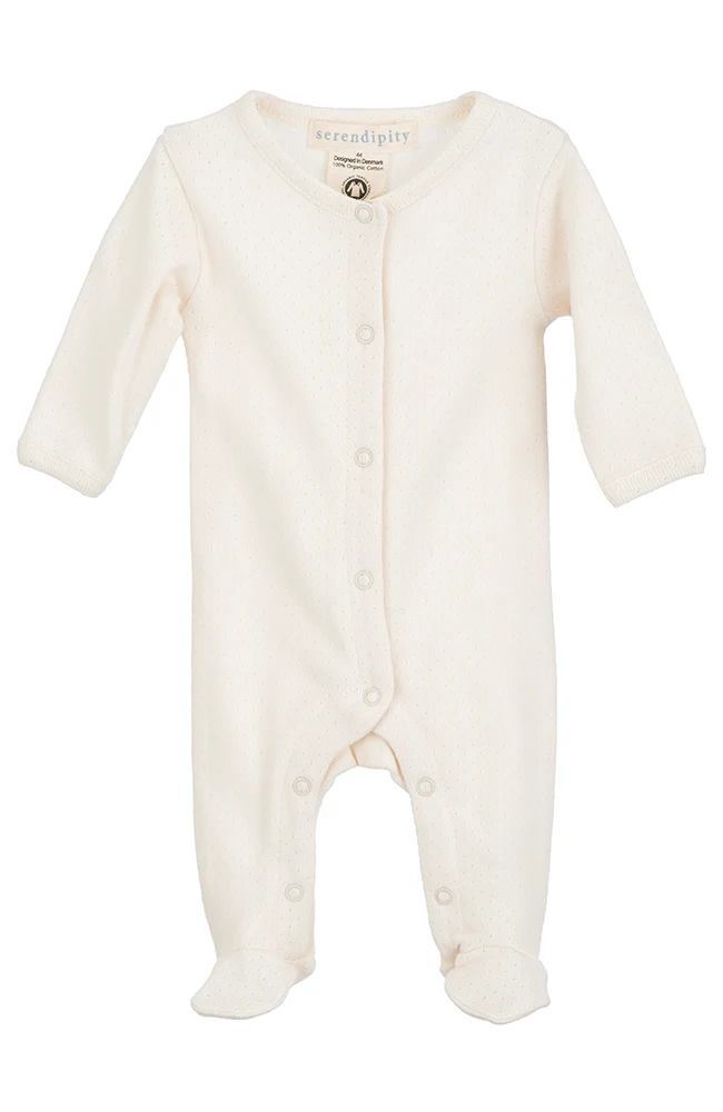 Newborn Suit w/ feet - Offwhite Pointelle