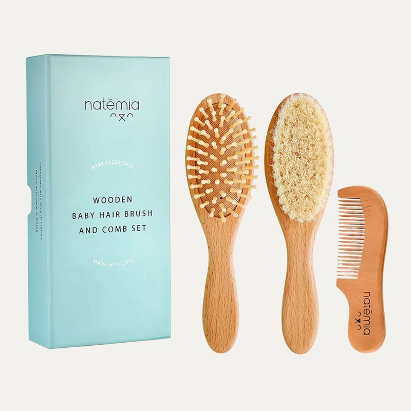Wooden Baby Hair Brush and Comb Set