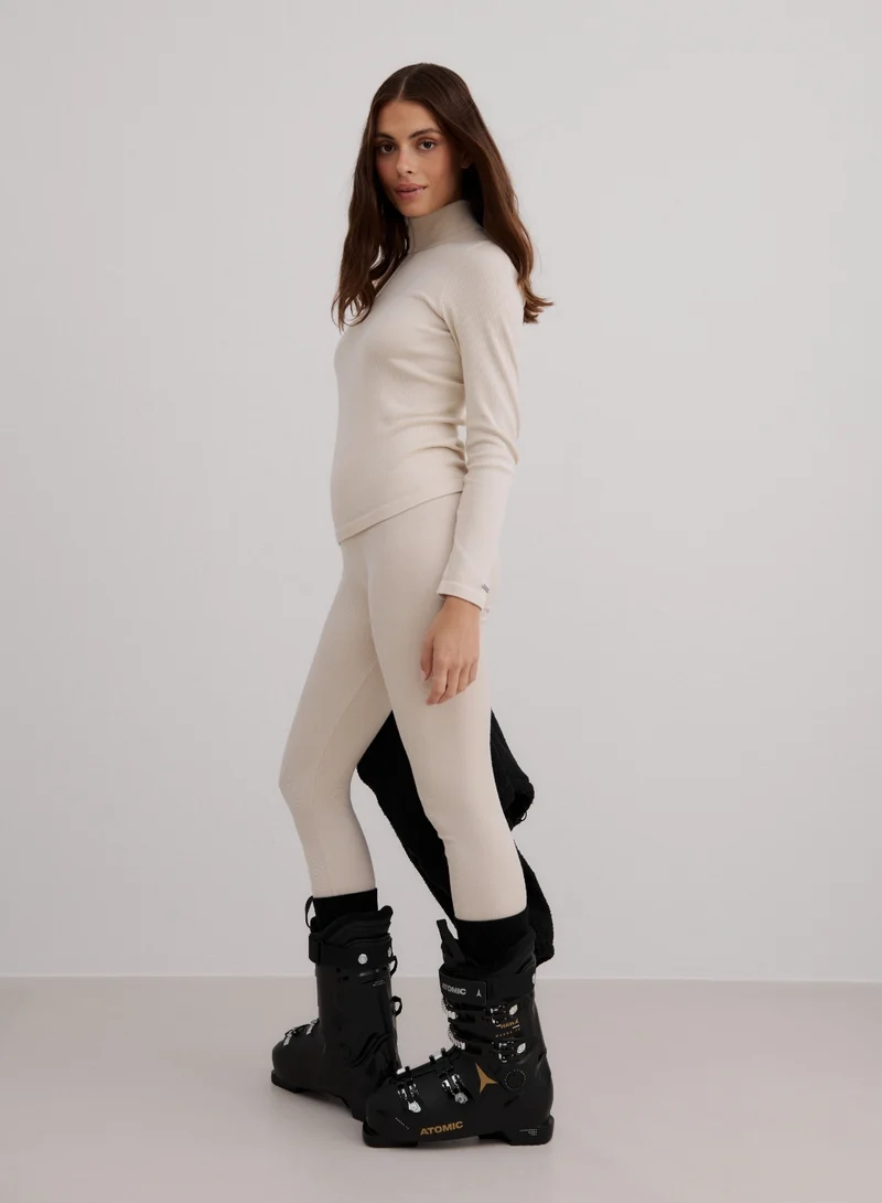 Café Au Lait Ribbed Wool Leggings