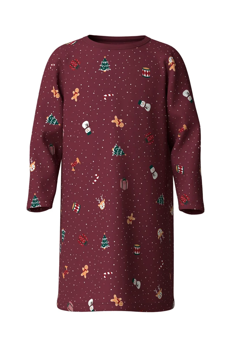 Name It - Nmfvismas Ls Nightgown - 5124768 Burgundy Christmas