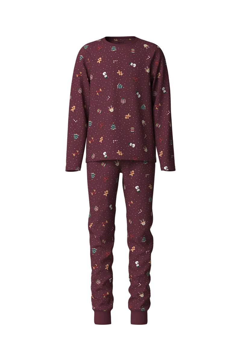 Name It - Nknvismas Ls Nightset - 5124790 Burgundy Christmas