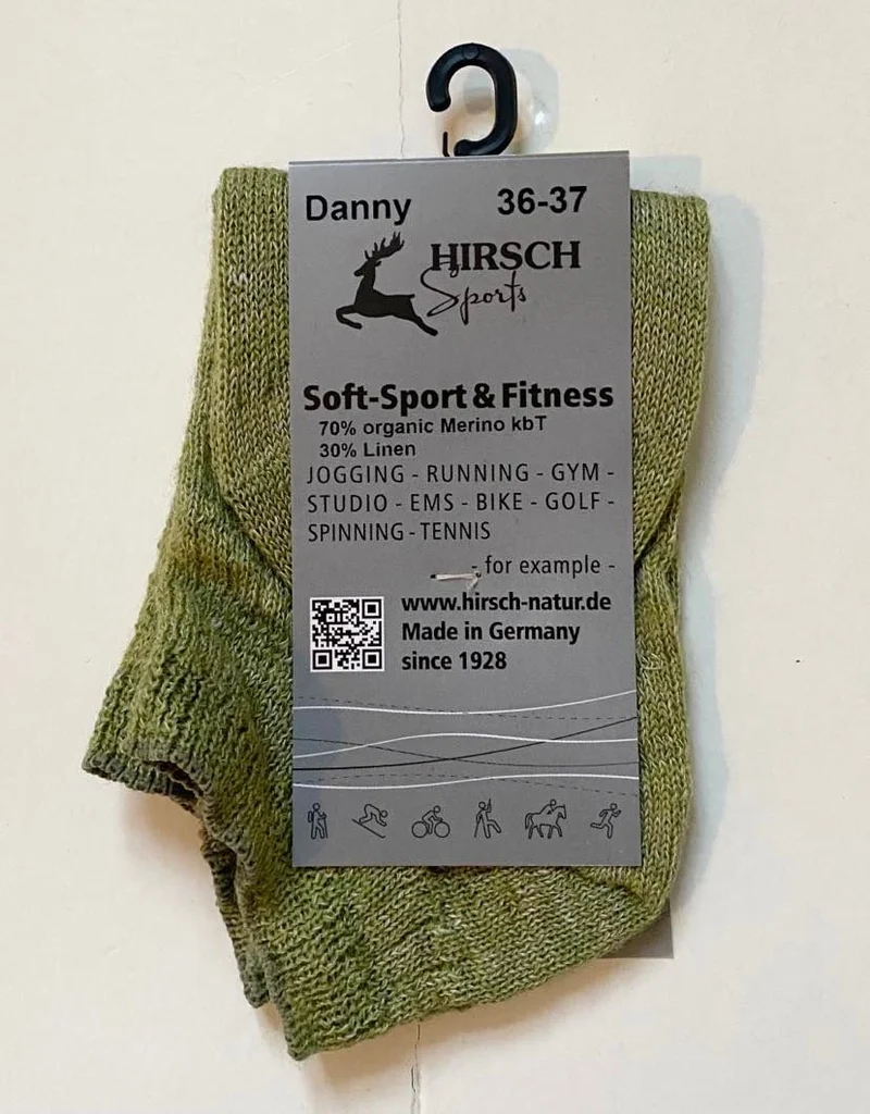 Hirsch Sports - sportsstrømpe - uld & hør - grøn melange