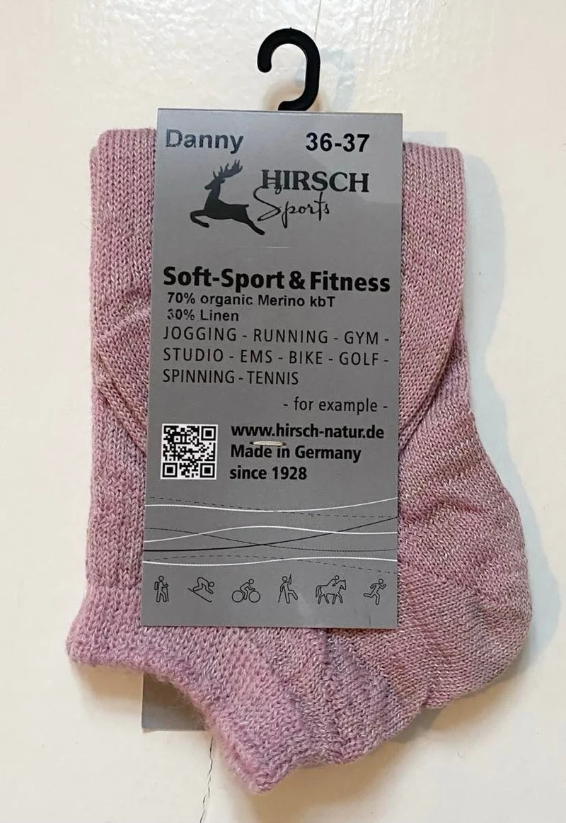 Hirsch Sports - sportsstrømpe - uld & hør - rosa melange