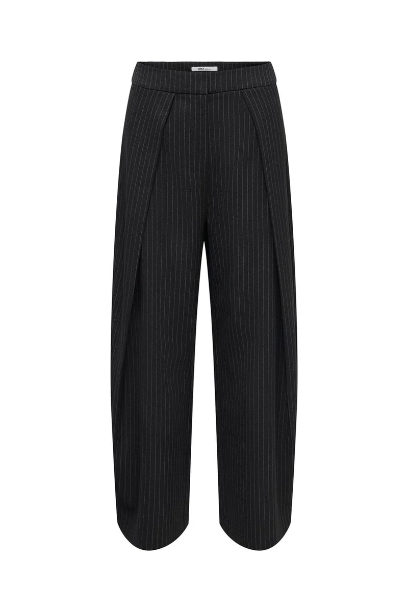 Only - Onlpinya Pleat Barrel Pant Tlr - 5205663 Black Cloud Dancer Pinstripes