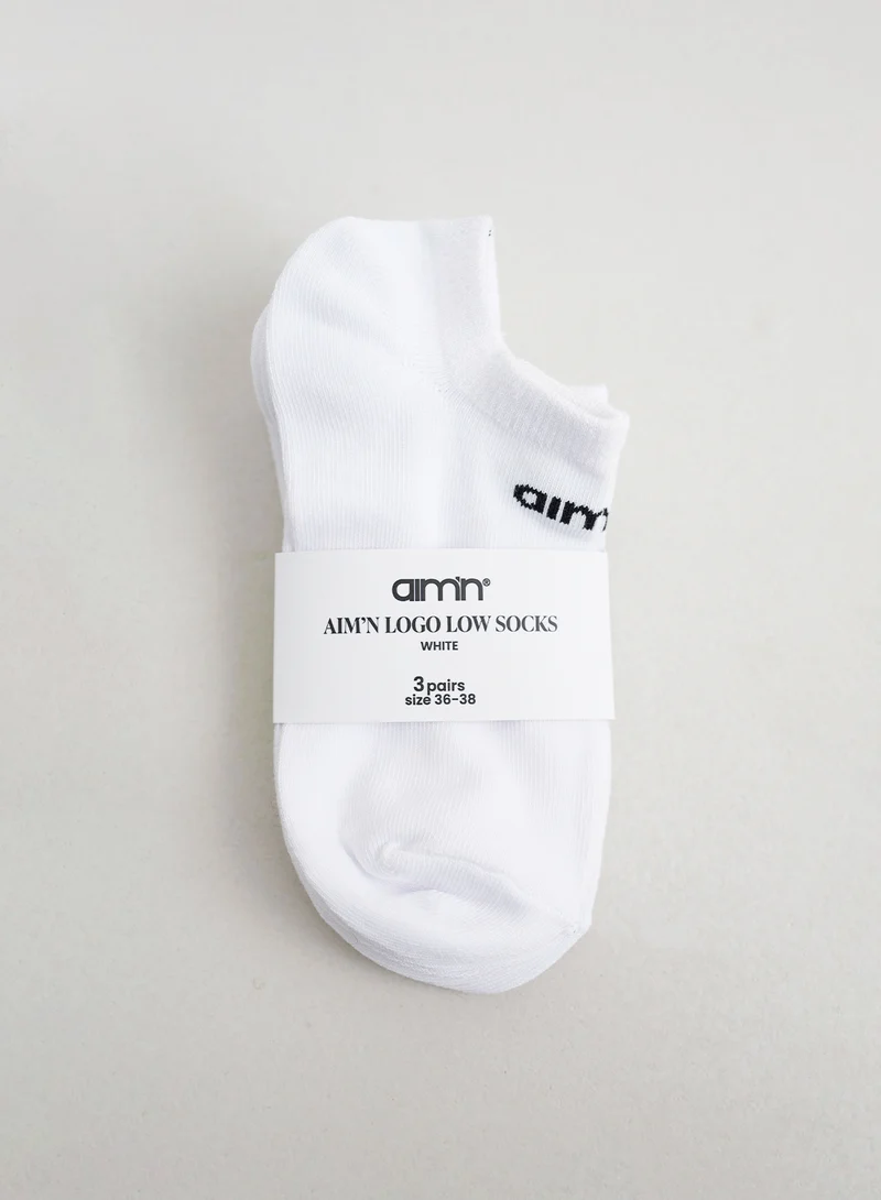 White Aim'n Logo Low Socks 3-Pack