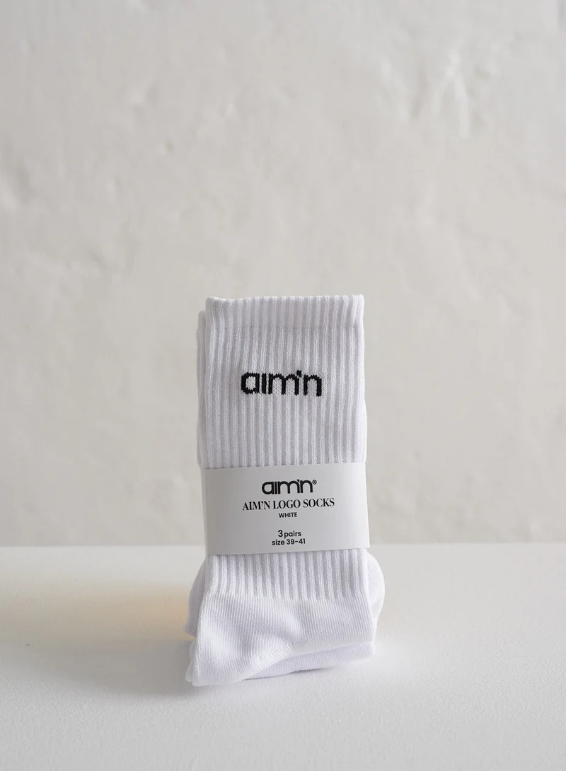 White Aim'n Logo Socks 3-pack