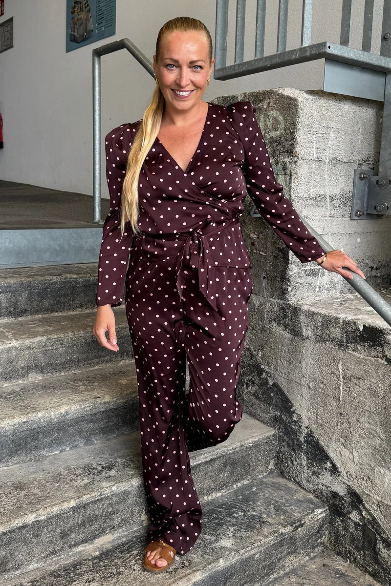 Valentin Studio - Comfy Dot Pants 167410 - 162 - Bordeaux