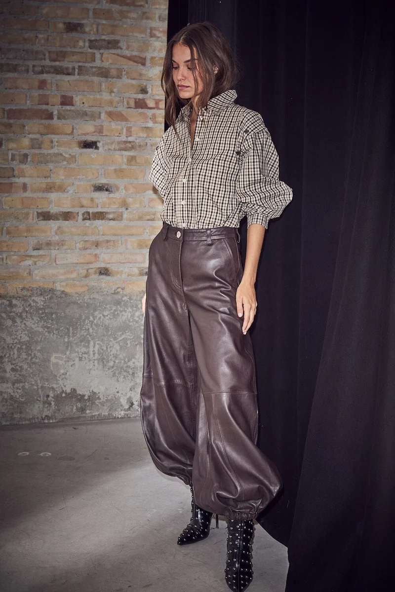 Haute L'Amitié - Jasmin Leather Harem Pant HL10541 - Mocca