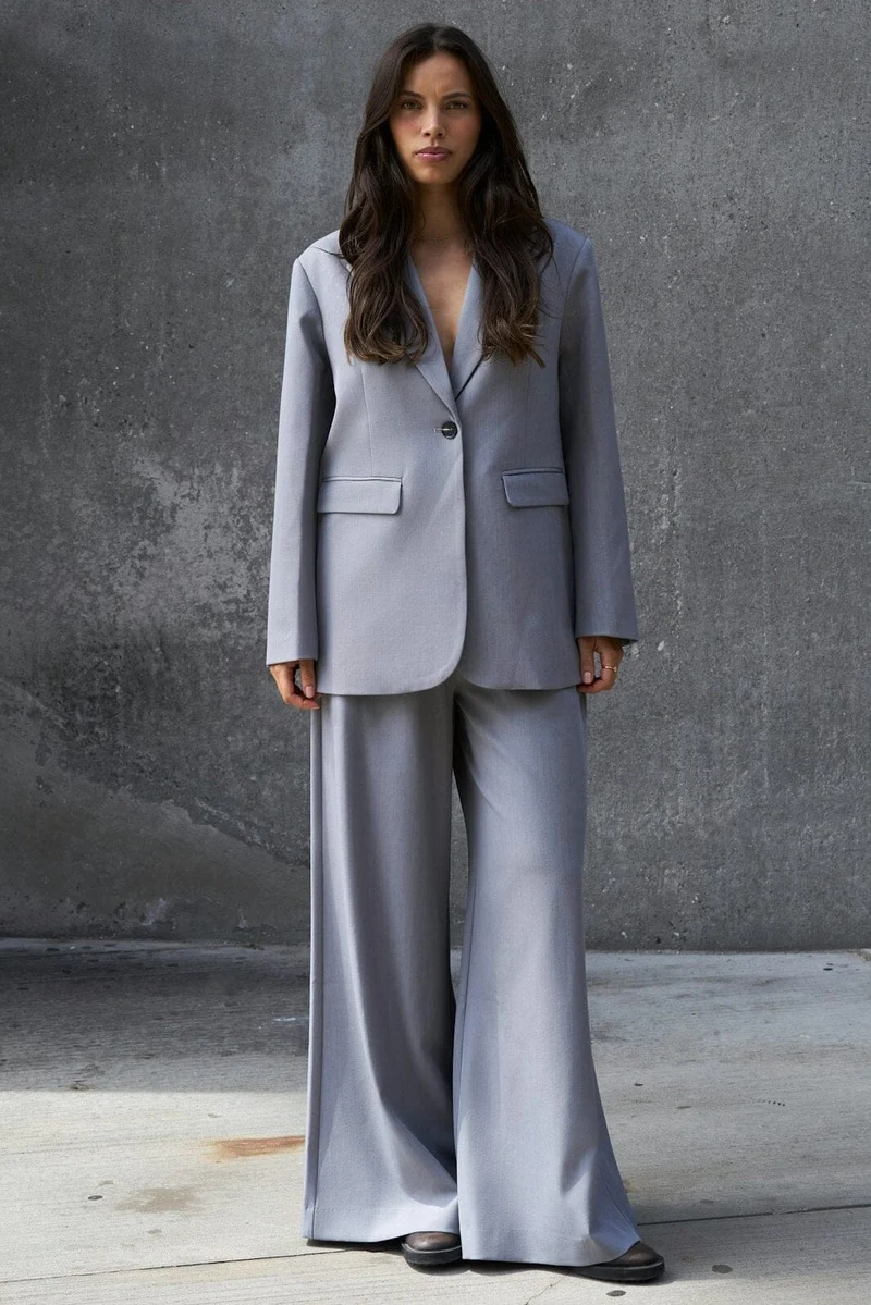 Neo Noir - Janel Structure Pants 169941 - 133 - Grey Melange