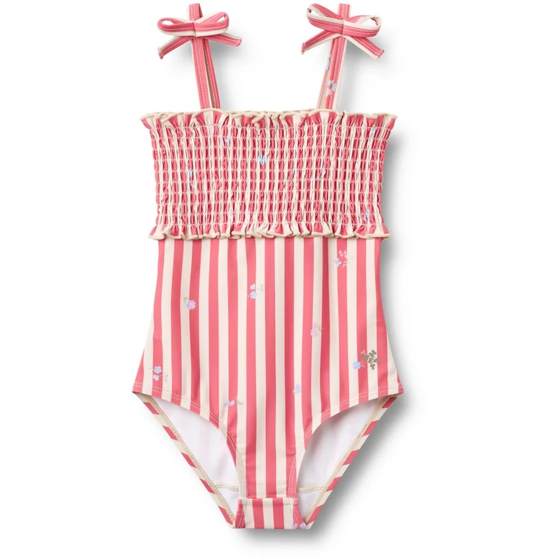 Wheat Red Stripe Flowers Badedrakt Selma