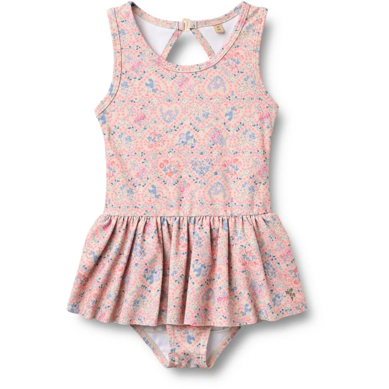 Wheat Pink Heart Flowers Badedrakt Erna