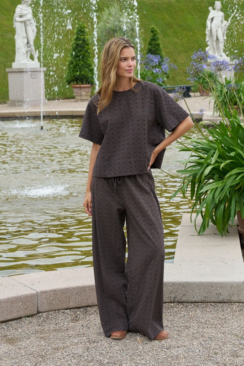Neo Noir - Emmey Emb Pants 169504 - 676 - Dark Brown