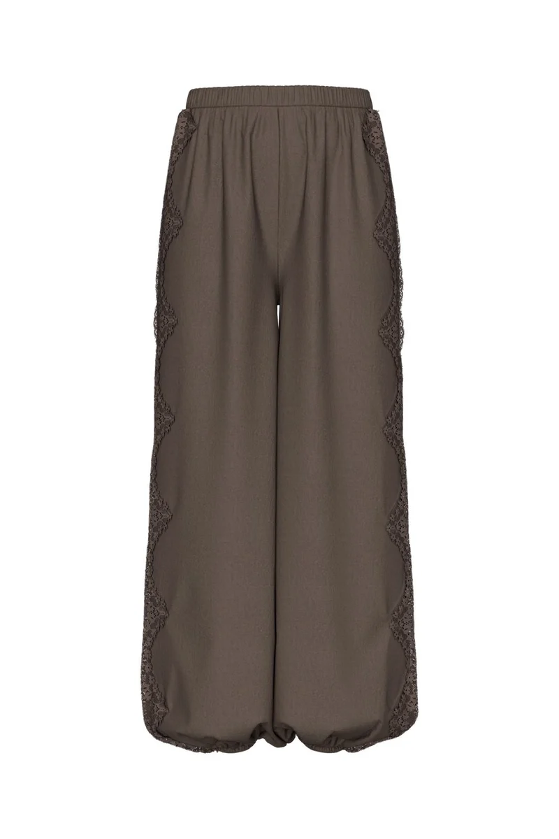 Pieces - Pcjolivia Hwlace Detail Balloon Pant - 5185388 Hot Fudge Hot Fudge Lace