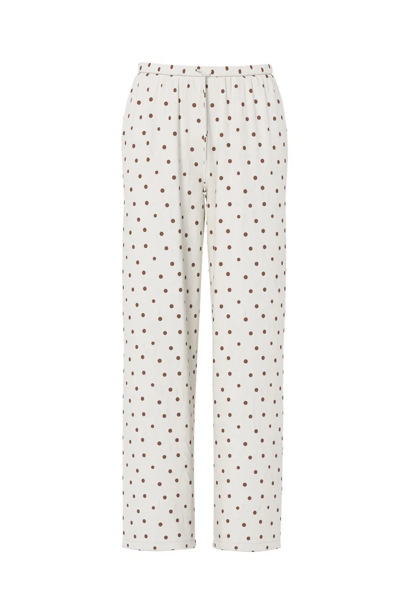 Pieces - Pcpia Lw Tie Pants - 5082866 Birch Downtown Brown Polka Dots