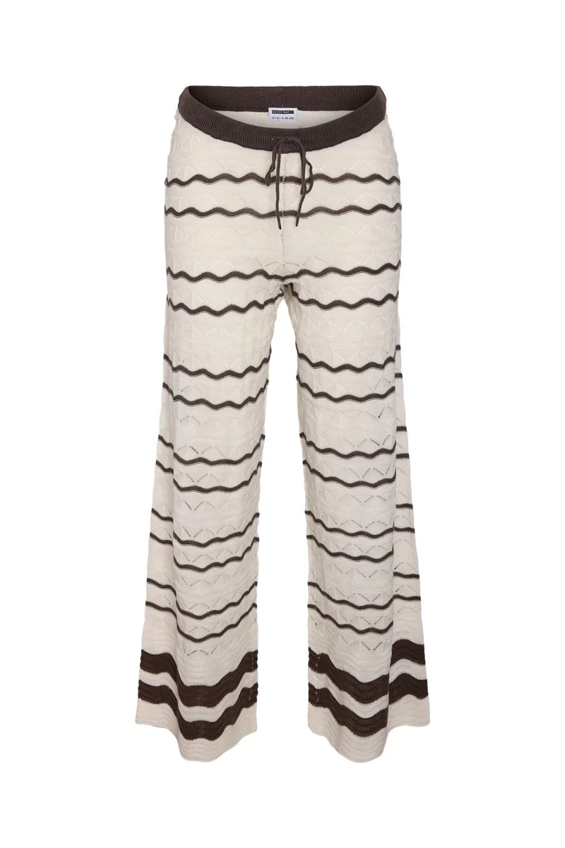 Noisy May - Nmsadie Wide Knit Pants - 4980902 Birch Chocolate Brown
