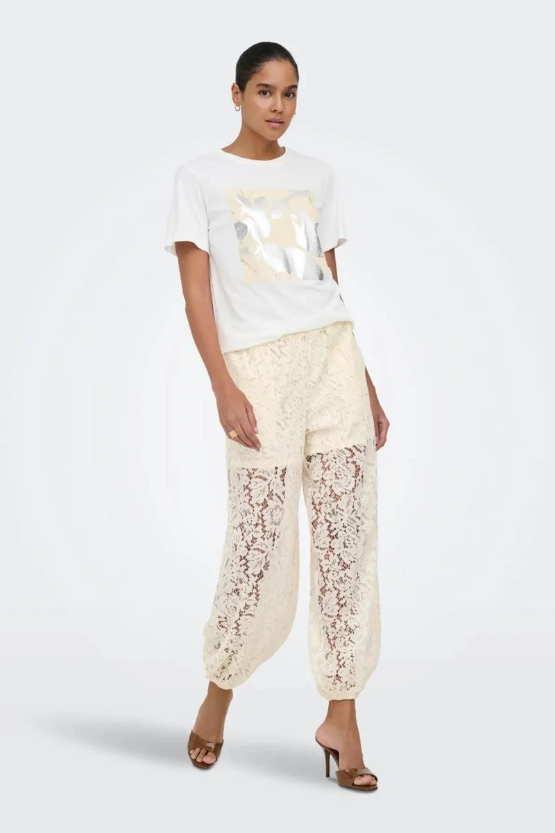 JDY - Jdyjulia Lace Balloon Pant - 5127283 Egret